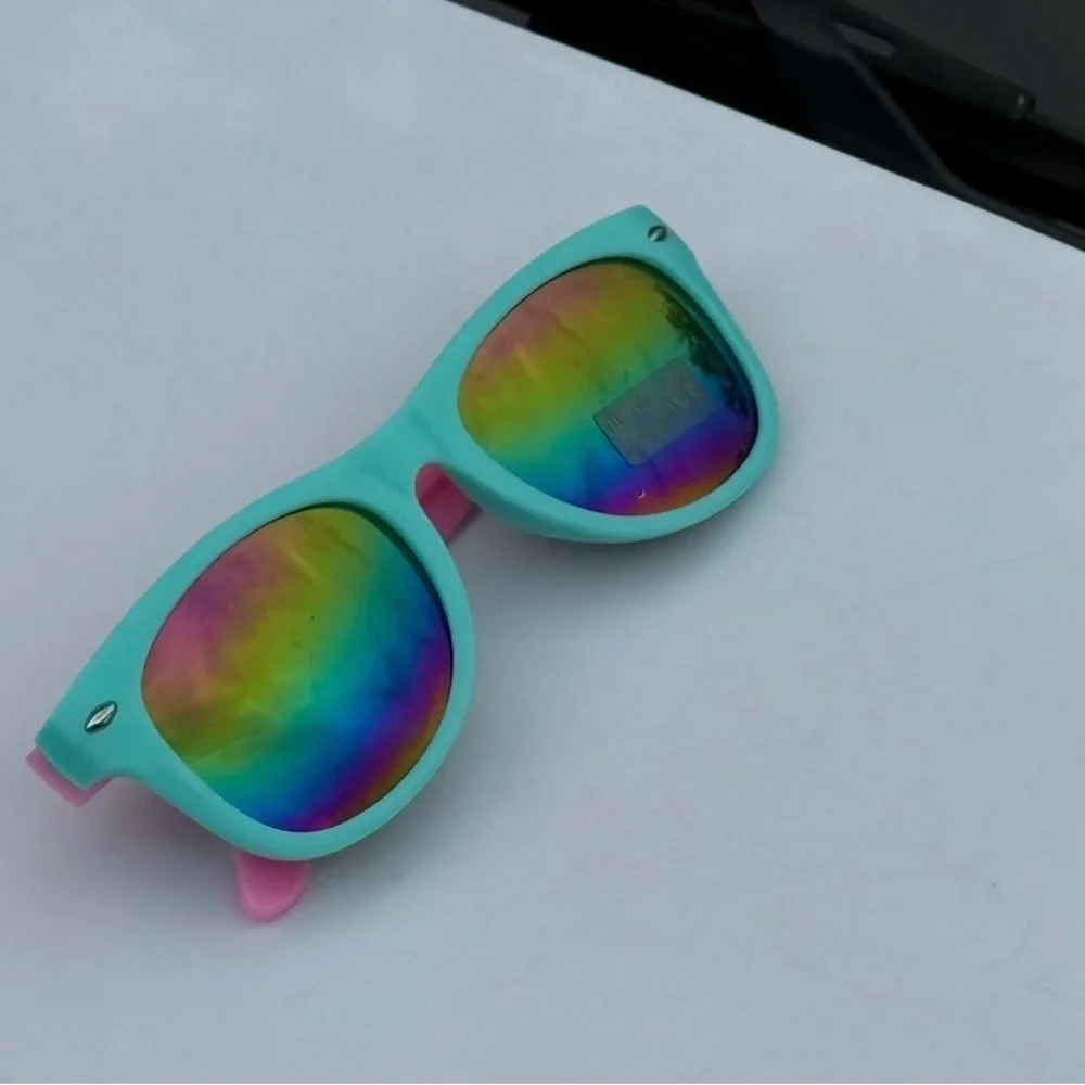 Kids Rainbow Mirror Sunglasses – Aqua & Pink UV400 Protection